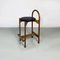 Mid-Century Modern Italian Wooden Structure & Faux Leather Seat High Stool, 1970s 7