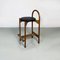 Mid-Century Modern Italian Wooden Structure & Faux Leather Seat High Stool, 1970s, Image 7
