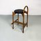Mid-Century Modern Italian Wooden Structure & Faux Leather Seat High Stool, 1970s 10