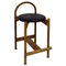 Hoher italienischer Mid-Century Hocker mit Holzgestell & Sitz aus Kunstleder, 1970er 1