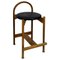 Mid-Century Modern Italian Wooden Structure & Faux Leather Seat High Stool, 1970s, Image 1