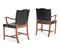 Chaises Vintage en Palissandre et Cuir Noir par Ole Wanscher pour AJ Iversen, 1960s, Set de 2 3