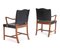 Vintage Chairs in Rosewood and Black Leather by Ole Wanscher for AJ Iversen, 1960s, Set of 2 3