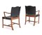 Vintage Chairs in Rosewood and Black Leather by Ole Wanscher for AJ Iversen, 1960s, Set of 2, Image 3
