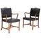 Vintage Chairs in Rosewood and Black Leather by Ole Wanscher for AJ Iversen, 1960s, Set of 2 2