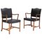 Vintage Chairs in Rosewood and Black Leather by Ole Wanscher for AJ Iversen, 1960s, Set of 2, Image 2