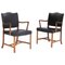 Vintage Chairs in Rosewood and Black Leather by Ole Wanscher for AJ Iversen, 1960s, Set of 2, Image 1