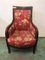 Bergère Chair in Red Upholstery & Walnut, Image 1