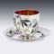 19th Century Victorian Silver & Champleve Enamel Tea Cup and Saucer, 1875, Set of 2 3