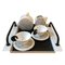 MBlack and White Metal Tray and Ceramic Tea Set by Mas, 1980s, Set of 5 1