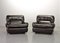Chocolate Brown Leather Chairs, Belgium, 1970s, Set of 2 3