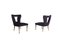 Italienische Vintage Sessel aus schwarzem Samt, Holz & Messing, 1950, 2er Set 1