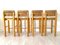 Wooden and Straw Stools, 1970s, Set of 4 3