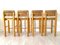 Wooden and Straw Stools, 1970s, Set of 4, Image 3