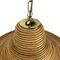 Pencil Split Reed Rattan Bamboo and Brass Pendant Lamp, 1970s 4