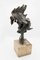 Brutalist Bronze Mythological Bird Sculpture in Travertine, 1950s 1