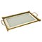 Gold Color Brass Platter with Faux Bamboo Structure, France, 1970s, Image 1