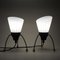 Swedish Black Metal Table Lamps with Frosted Glass by Edward Hagman for Ehab, 1950s, Set of 2 7