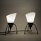Swedish Black Metal Table Lamps with Frosted Glass by Edward Hagman for Ehab, 1950s, Set of 2 5