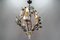 Lámpara de araña estilo Rococó de porcelana y metal con tres luces, años 70, Imagen 3