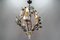 Rococo Style Porcelain and Metal 3-Light Chandelier with Cherub, 1970s 3