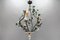 Lámpara de araña estilo Rococó de porcelana y metal con tres luces, años 70, Imagen 17