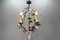 Rococo Style Porcelain and Metal 3-Light Chandelier with Cherub, 1970s 13