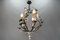 Rococo Style Porcelain and Metal 3-Light Chandelier with Cherub, 1970s 4