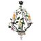 Rococo Style Porcelain and Metal 3-Light Chandelier with Cherub, 1970s, Image 1