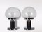 Mid-Century Italian Chrome Table Lamps with Bubble Glass Shade, 1980s, Set of 2 3