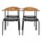 CH88 Dining Chairs in Oak and Black Leather by Hans Wegner for Carl Hansen & Søn, Set of 4 1