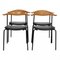 Chaises de Salon CH88 en Chêne et Cuir Noir par Hans Wegner pour Carl Hansen & Søn, Set de 4 1