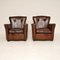 Antique Leather Club Armchairs, 1950s, Set of 2 3