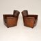 Antique Leather Club Armchairs, 1950s, Set of 2 2