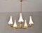 Mid-Century Scandinavian Modern Brass and Opaline Chandelier, 1950s 7