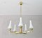 Mid-Century Scandinavian Modern Brass and Opaline Chandelier, 1950s 1