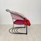 Postmodern Sculptural Armchair in Black Metal and Pink Red Silk Padding, 1980, Image 4