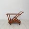 Mid-Century Sculptural Light Brown Walnut Bar Cart attributed to Cesare Lacca, 1950s, Image 1