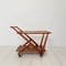 Mid-Century Sculptural Light Brown Walnut Bar Cart attributed to Cesare Lacca, 1950s 9
