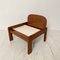 Mid-Century Brown Lounge Chair with White Boucle Fabric in the style of Tobia & Afra Scarpa, 1960s, Image 15
