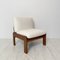 Mid-Century Brown Lounge Chair with White Boucle Fabric in the style of Tobia & Afra Scarpa, 1960s 1