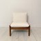 Brauner Mid-Century Sessel mit weißem Boucle Stoff im Stil von Tobia & Afra Scarpa, 1960er 2