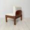 Mid-Century Brown Lounge Chair with White Boucle Fabric in the style of Tobia & Afra Scarpa, 1960s 7