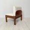 Mid-Century Brown Lounge Chair with White Boucle Fabric in the style of Tobia & Afra Scarpa, 1960s, Image 7