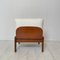 Mid-Century Brown Lounge Chair with White Boucle Fabric in the style of Tobia & Afra Scarpa, 1960s 8