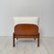 Mid-Century Brown Lounge Chair with White Boucle Fabric in the style of Tobia & Afra Scarpa, 1960s, Image 8