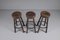 Mid-Century Spanish Leather, Wood, and Iron Barstools, Set of 3 7