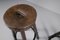 Mid-Century Spanish Leather, Wood, and Iron Barstools, Set of 3, Image 13