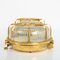 Reclaimed Circular Brass Ship Bulkhead Light with Prismatic Glass, 1940s 6