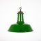 Lámpara colgante de fábrica industrial esmaltada en verde de Revo Tipton, años 40, Imagen 1